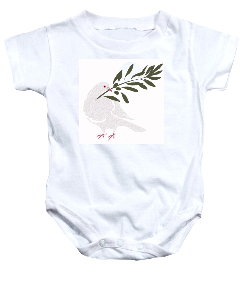 Dove Of Peace Baby Onesie featuring the digital art Dove of Peace by Attila Meszlenyi