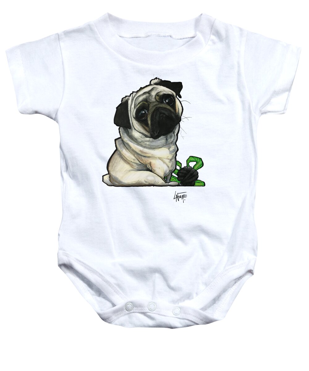 Pet Portrait Baby Onesie featuring the drawing Dovgaia 3324 by Canine Caricatures By John LaFree