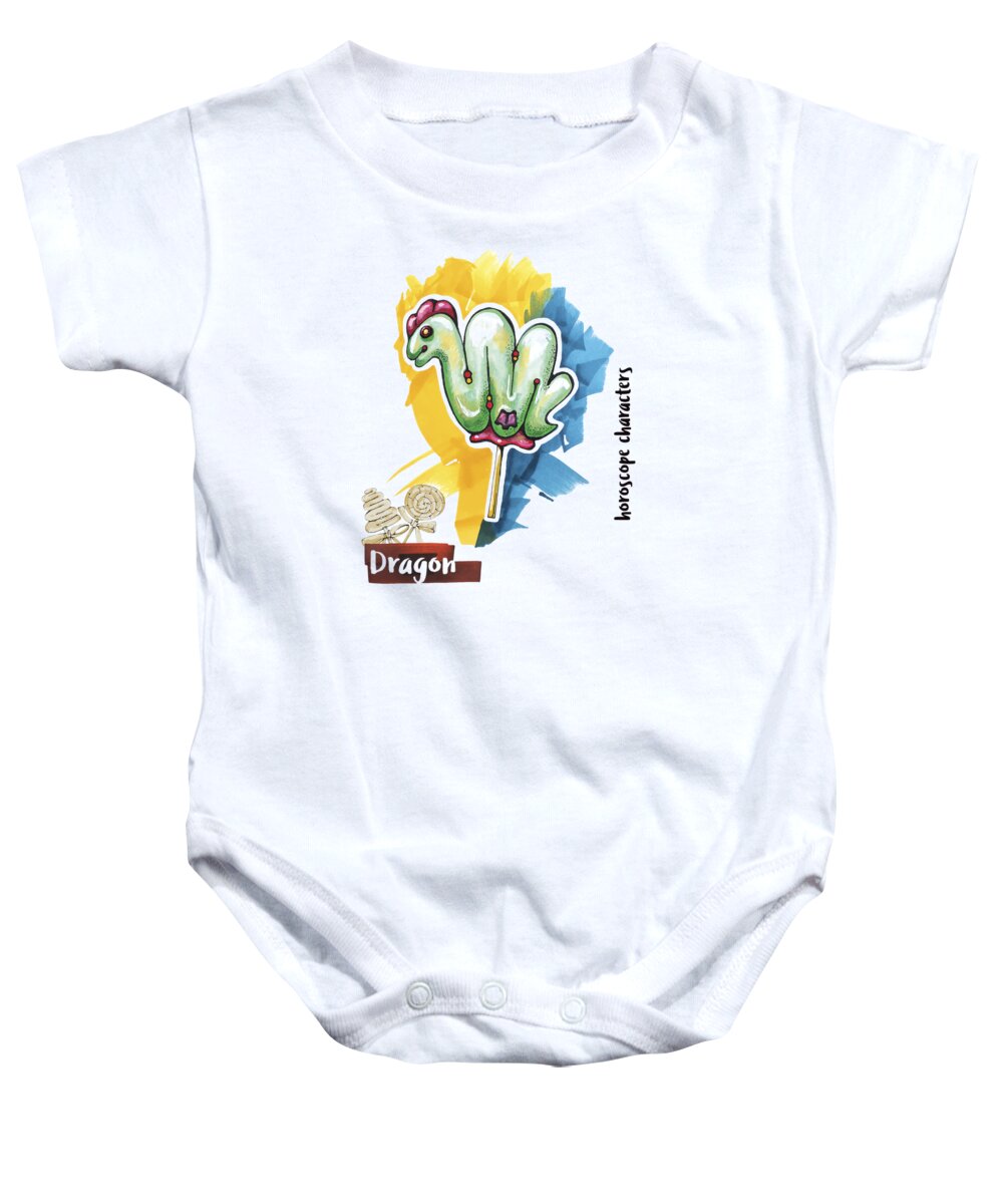 Zodiac Baby Onesie featuring the drawing Dragon Horoscope by Ariadna De Raadt