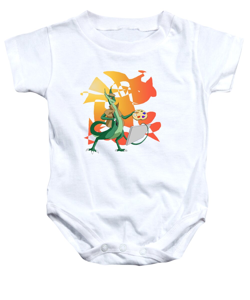 Dragon Baby Onesie featuring the digital art Dragon Painter by Alice Chen