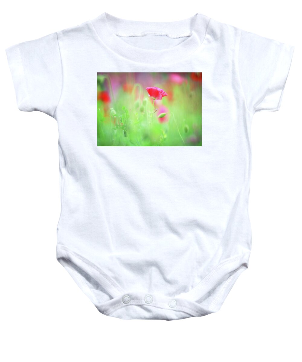 Dreamy Summer Meadow Baby Onesie featuring the digital art Dreamy Summer Meadow by Georgiana Romanovna