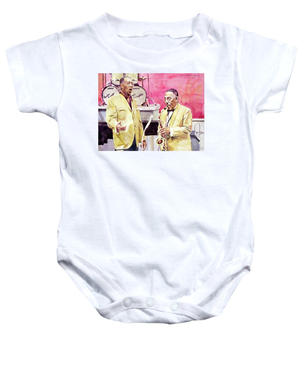 Jazz Baby Onesie featuring the painting Duke Ellington and Johnny Hodges by David Lloyd Glover
