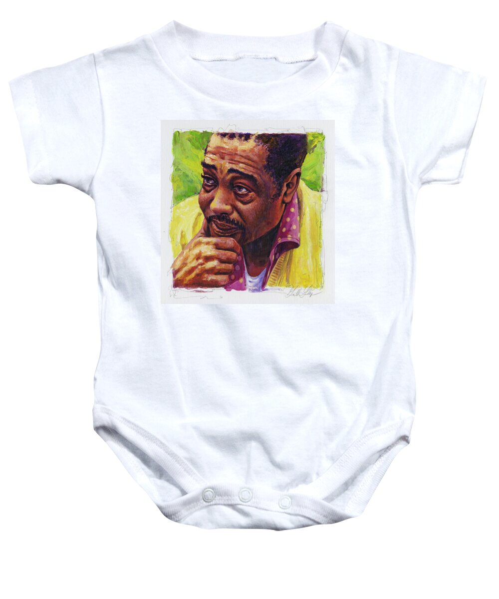Duke Ellington Baby Onesie featuring the painting Duke Ellington in Yellow and Green by Garth Glazier