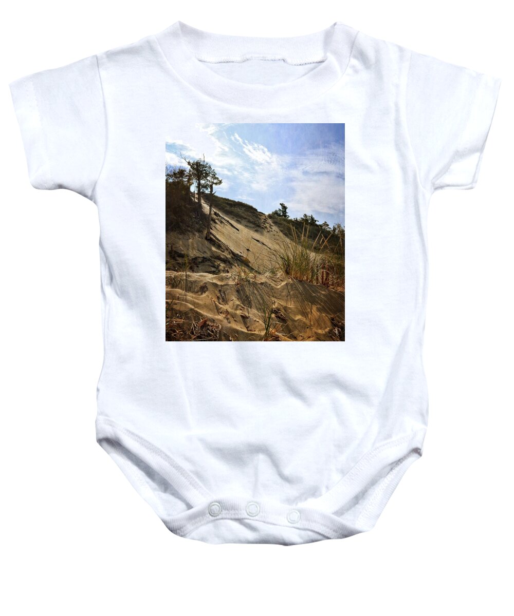Dunes Baby Onesie featuring the photograph Dune and Blue Sky by Michelle Calkins