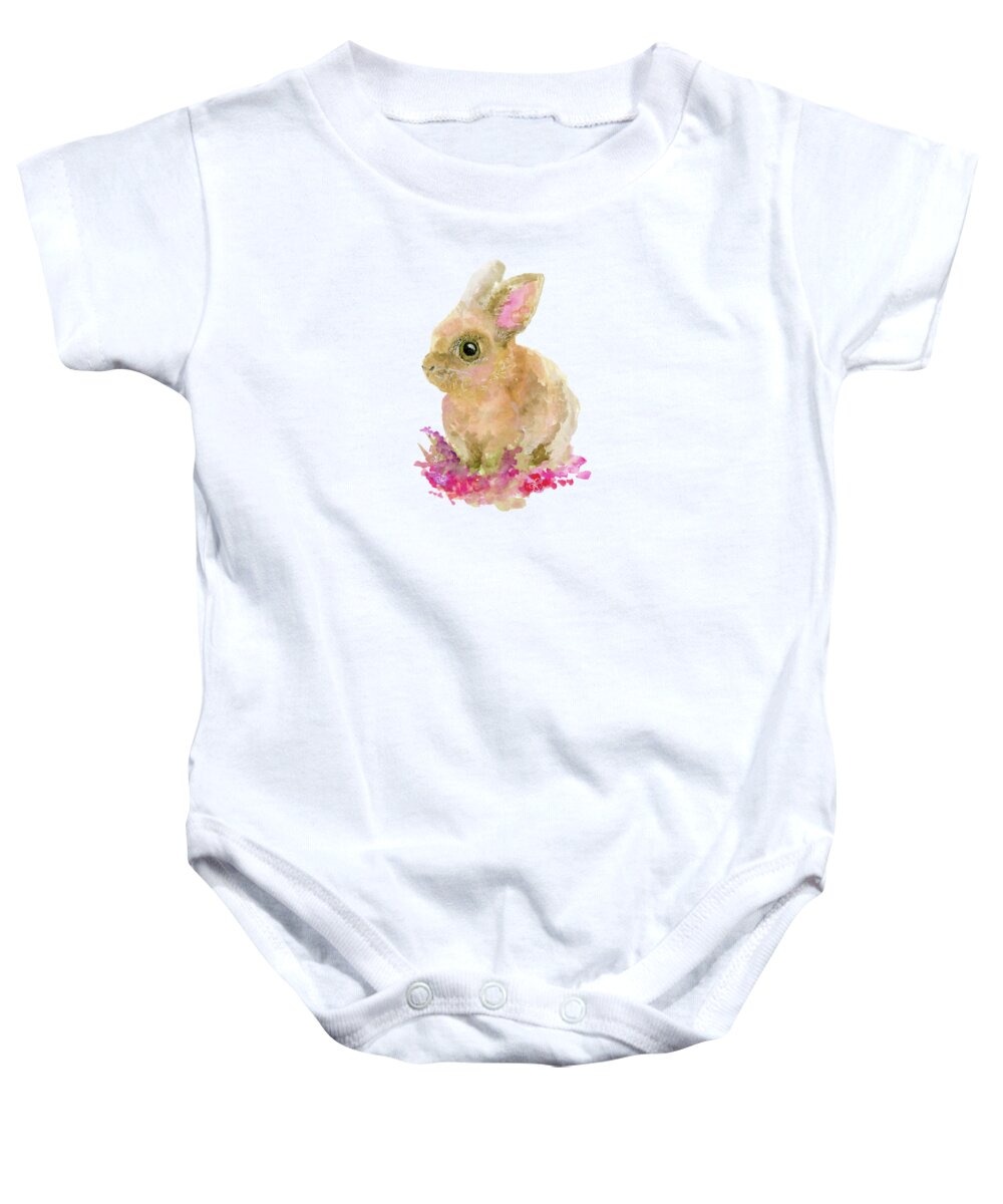 Easter Baby Onesie featuring the painting Easter Bunny by Lauren Heller