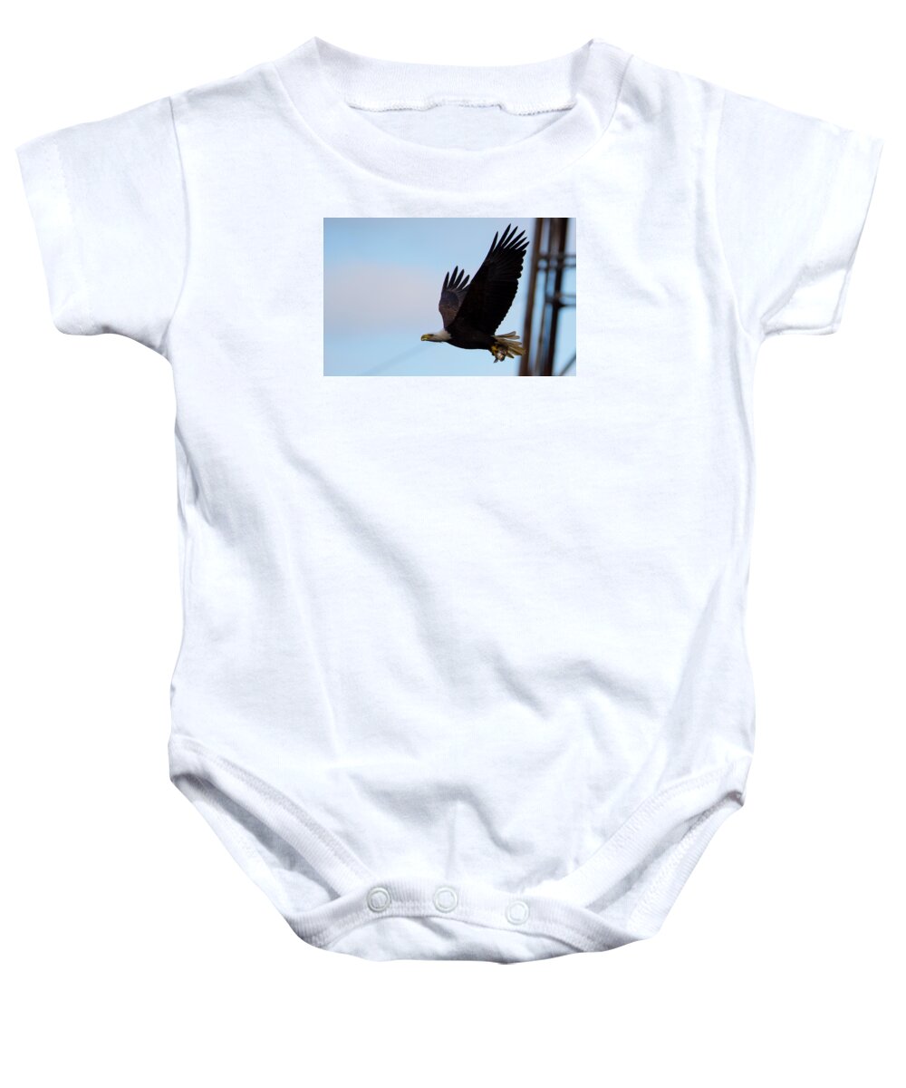 11nov15 Baby Onesie featuring the photograph Electrifying Eagle with Fish by Jeff at JSJ Photography