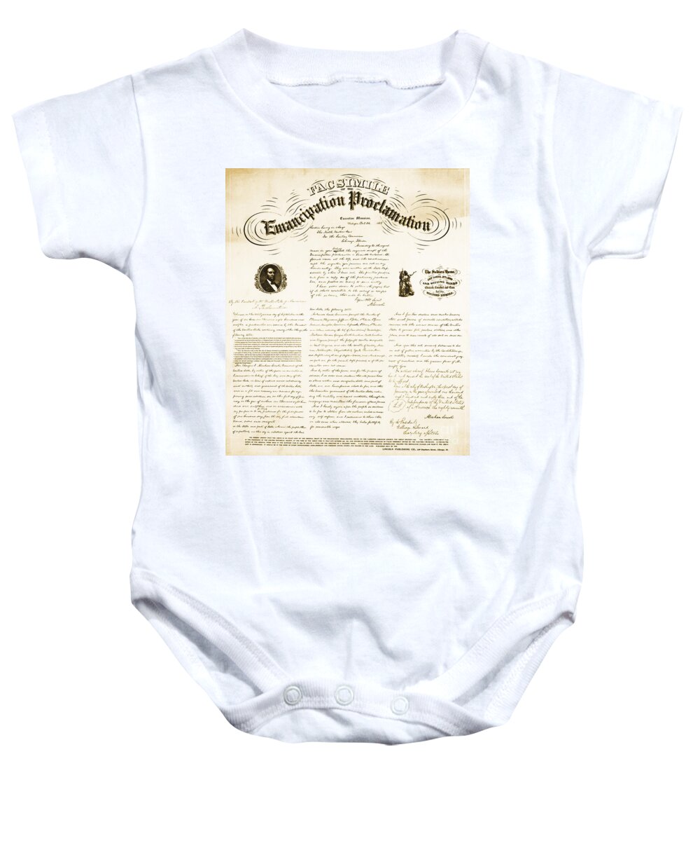 Emancipation Proclamation Baby Onesie featuring the photograph Emancipation Proclamation by Photo Researchers