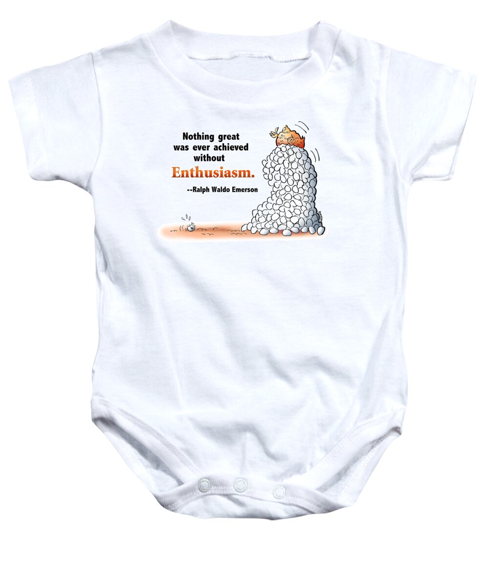 Hen Baby Onesie featuring the digital art Embrace Enthusiasm by Mark Armstrong
