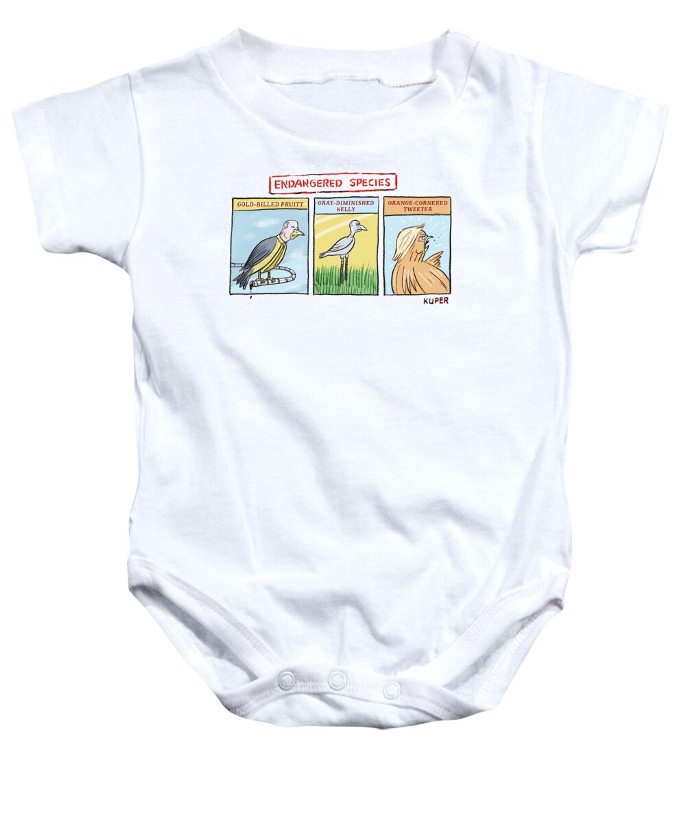 Endangered Species Baby Onesie featuring the drawing Endangered Species by Peter Kuper