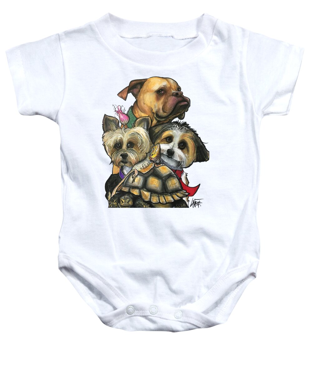 Escalera Baby Onesie featuring the drawing Escalera by Canine Caricatures By John LaFree