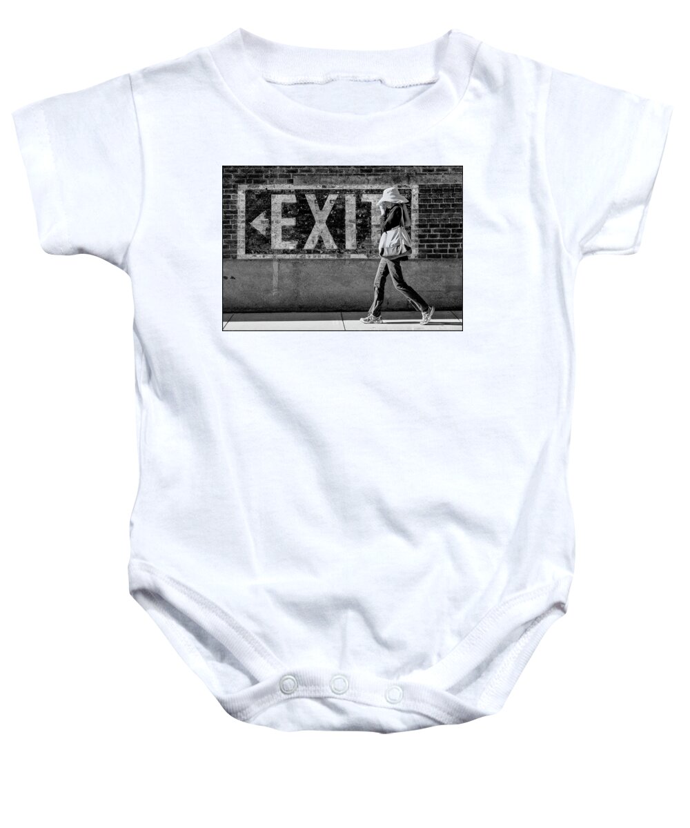 Exit Baby Onesie featuring the photograph Exit BW by Rick Mosher