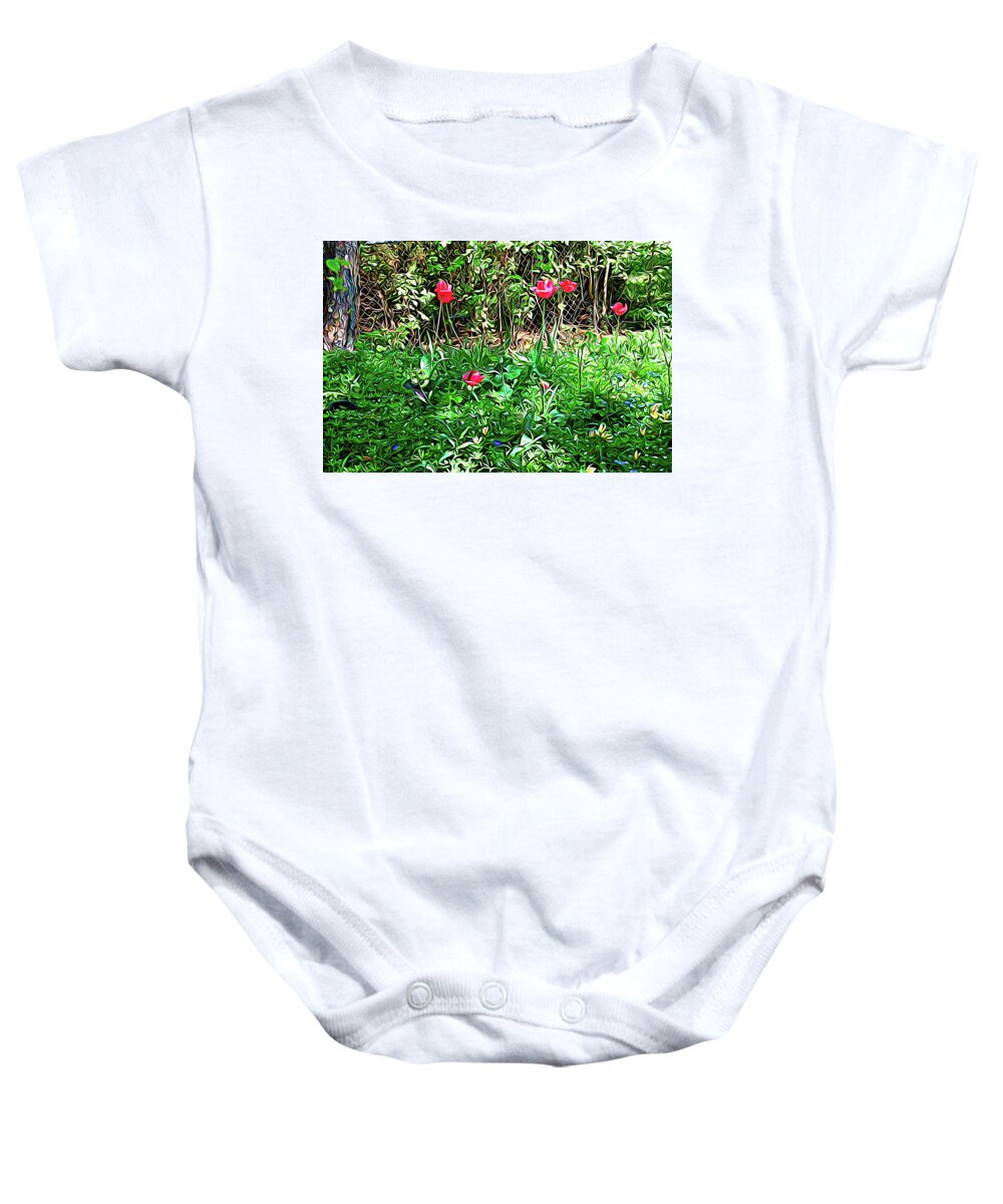Tulip Baby Onesie featuring the photograph Expressionalism Backyard Tulips by Aimee L Maher ALM GALLERY