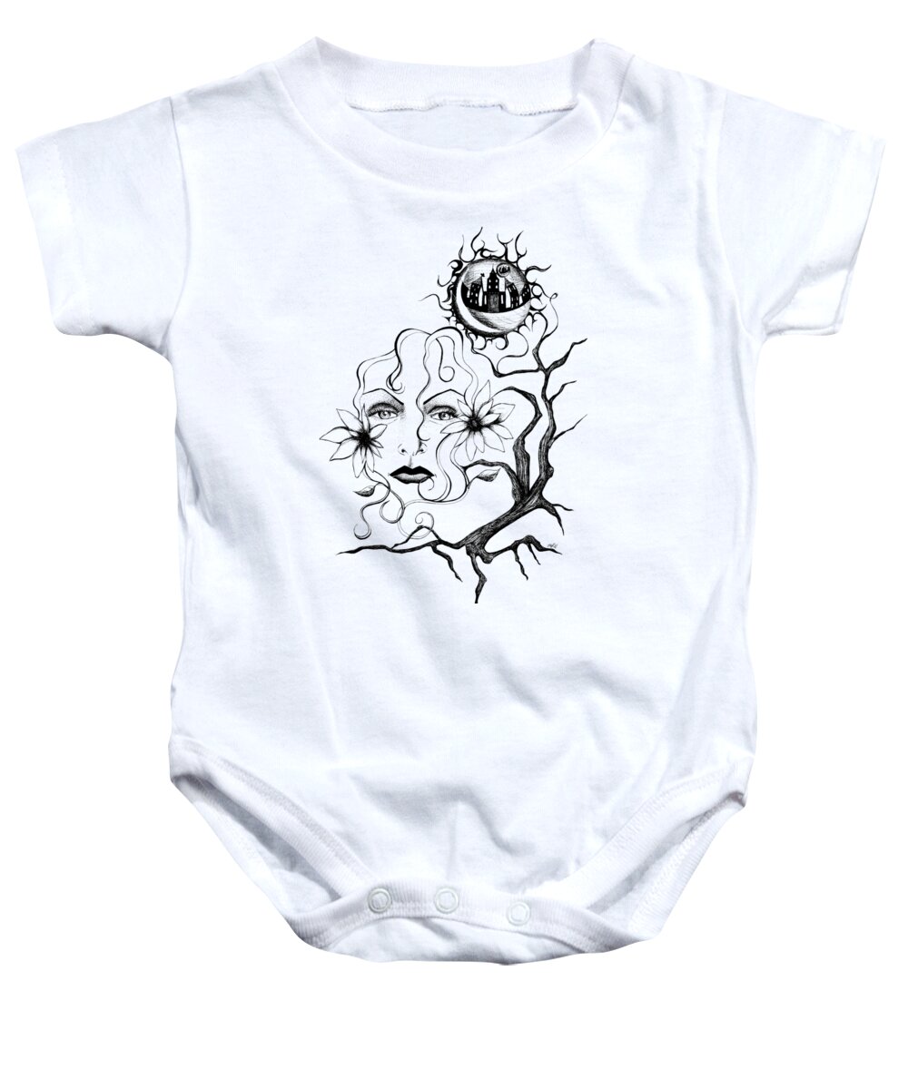 Ink Baby Onesie featuring the drawing Eye of The Beholder by Shawna Rowe