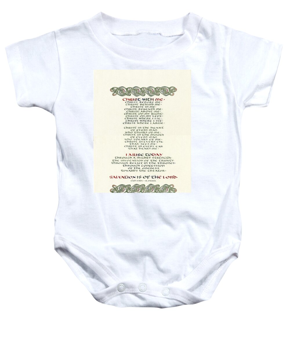 Celt Baby Onesie featuring the painting Faed Fiada by Judy Dodds