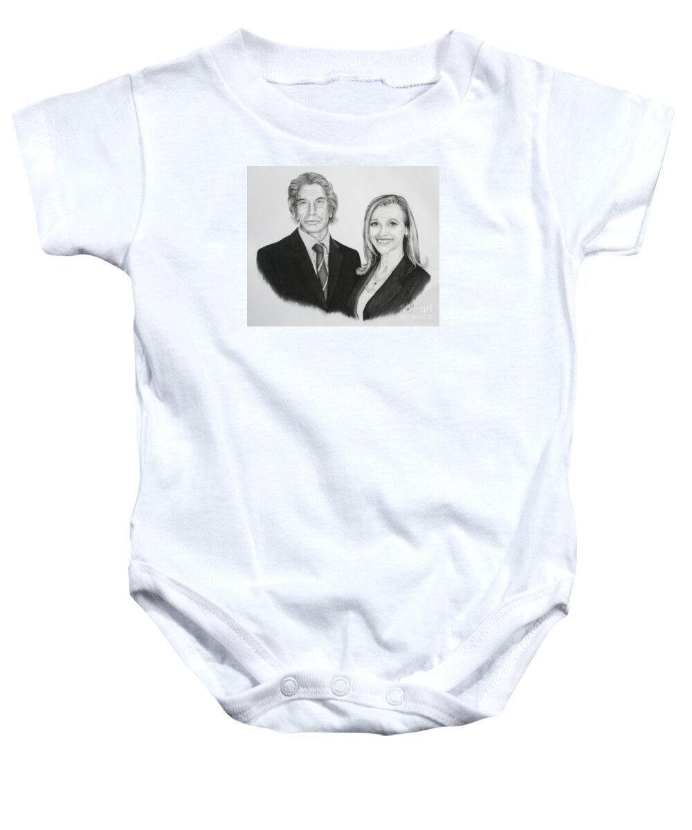 Portrait Baby Onesie featuring the drawing Father And Daughter by Mike Ivey
