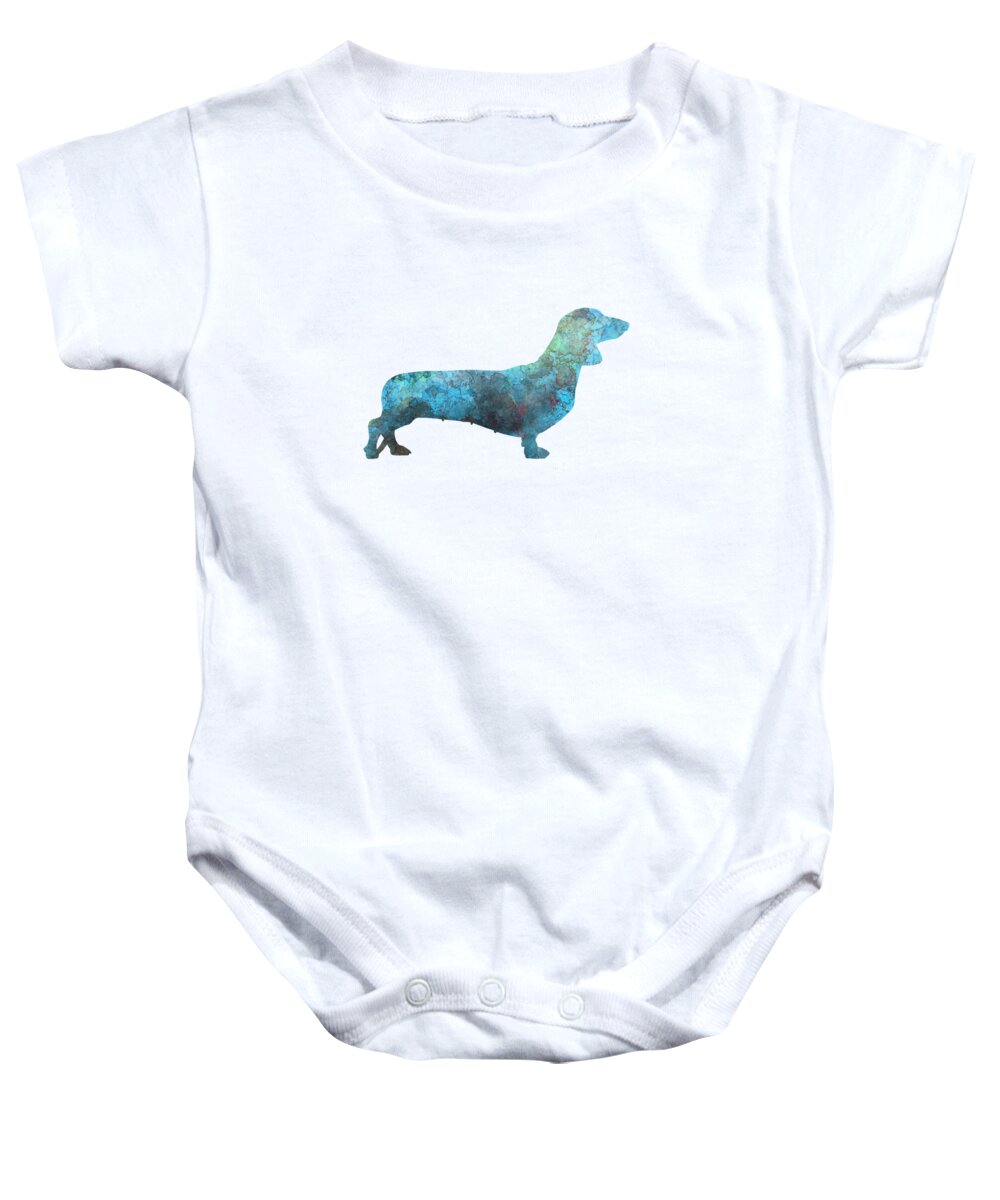 Female Baby Onesie featuring the painting Female Dachsund in watercolor by Pablo Romero