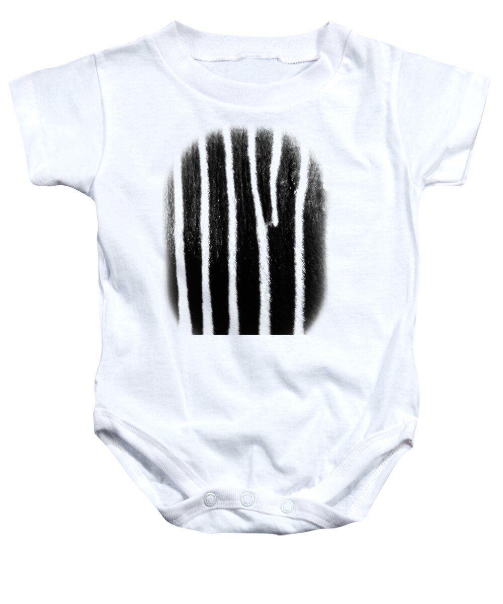 Zebra Baby Onesie featuring the pyrography Fingerprint of Africa by Eric Nagel