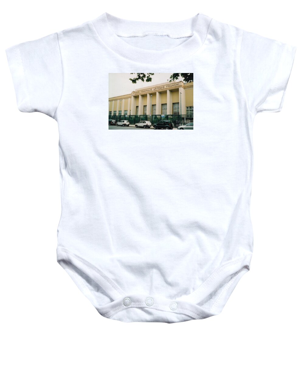  Baby Onesie featuring the photograph Fiorentina - Stadio Comunale Artemio Franchi - West Stand Facade - October 2004 by Legendary Football Grounds