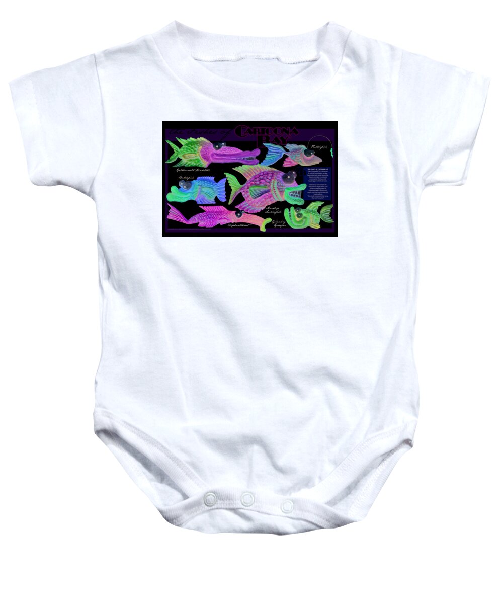Fish Baby Onesie featuring the digital art Fishes of Cartoona Bay Poster by Tim Nyberg