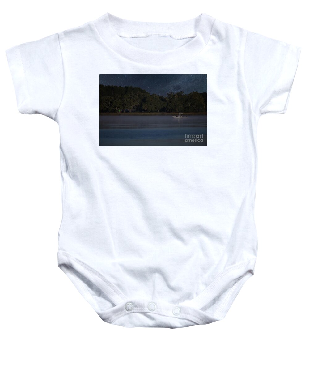 Wando River Baby Onesie featuring the photograph Fishing under the Stars by Dale Powell