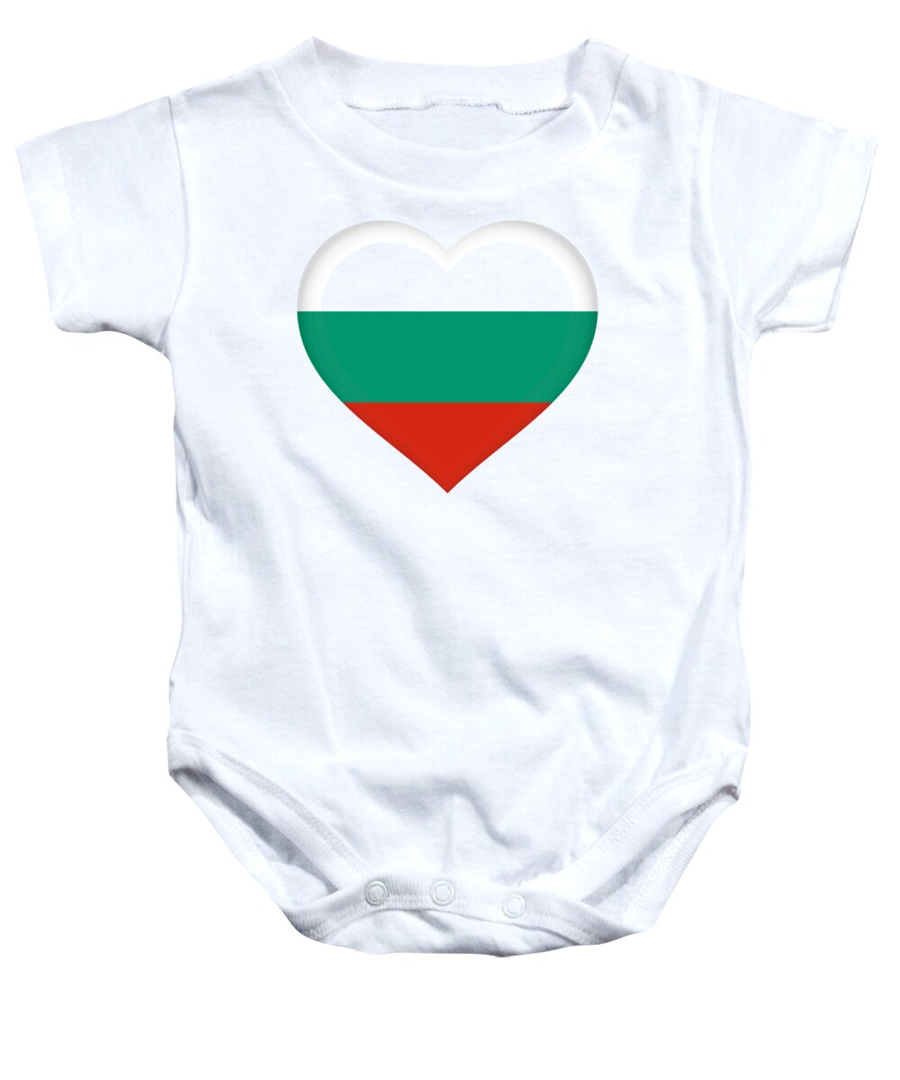 Bulgaria Baby Onesie featuring the digital art Flag of Bulgaria Heart by Roy Pedersen