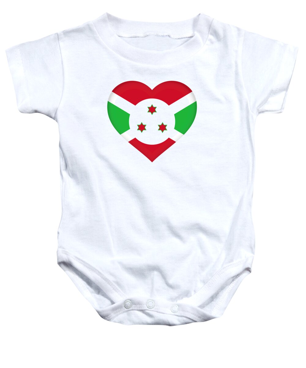 Africa Baby Onesie featuring the digital art Flag of Burundi Heart by Roy Pedersen