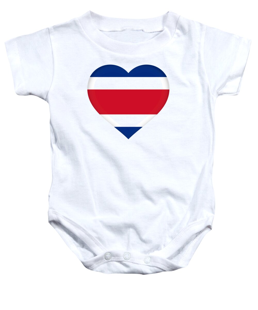 Costa Rica Baby Onesie featuring the digital art Flag of Costa Rica Heart by Roy Pedersen