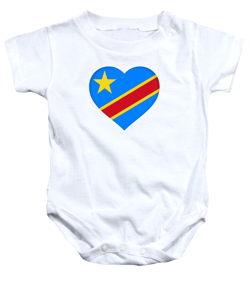 Africa Baby Onesie featuring the digital art Flag of The Congo Heart by Roy Pedersen