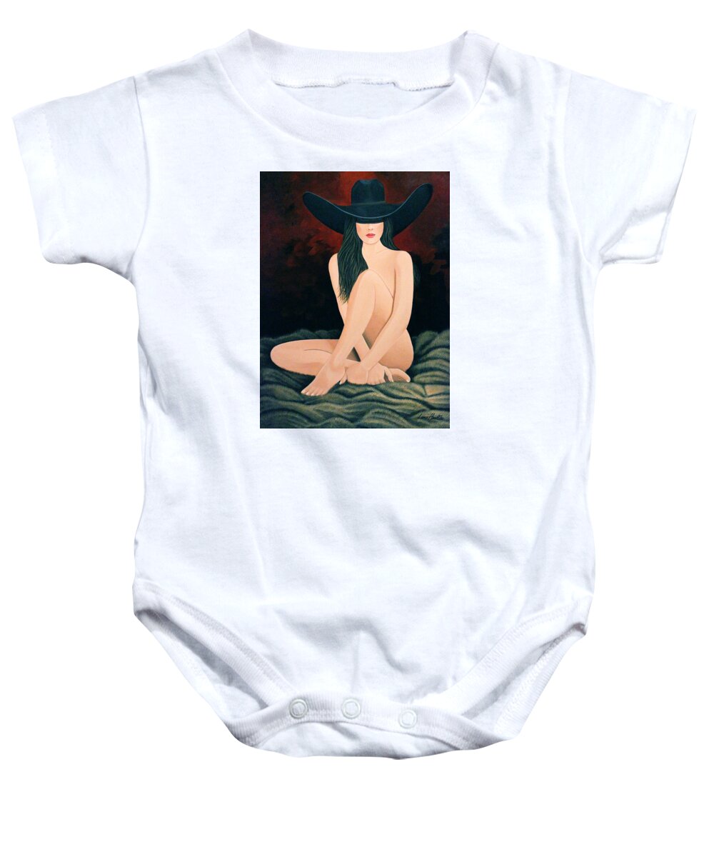 Cowgirl On Fur Baby Onesie featuring the painting Flesh On Fur by Lance Headlee