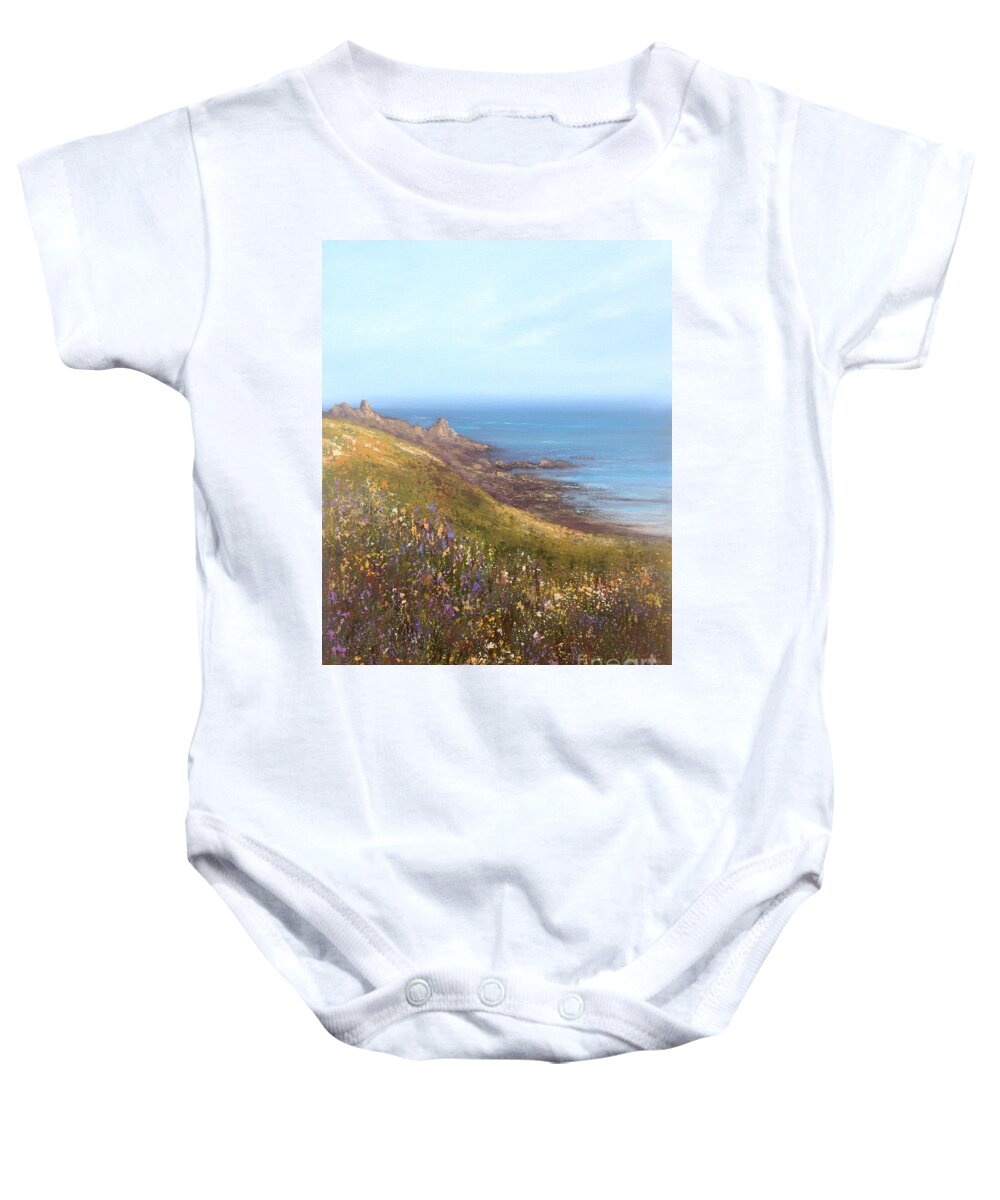 Seascape Baby Onesie featuring the painting A Walk on the Wild Side by Valerie Travers