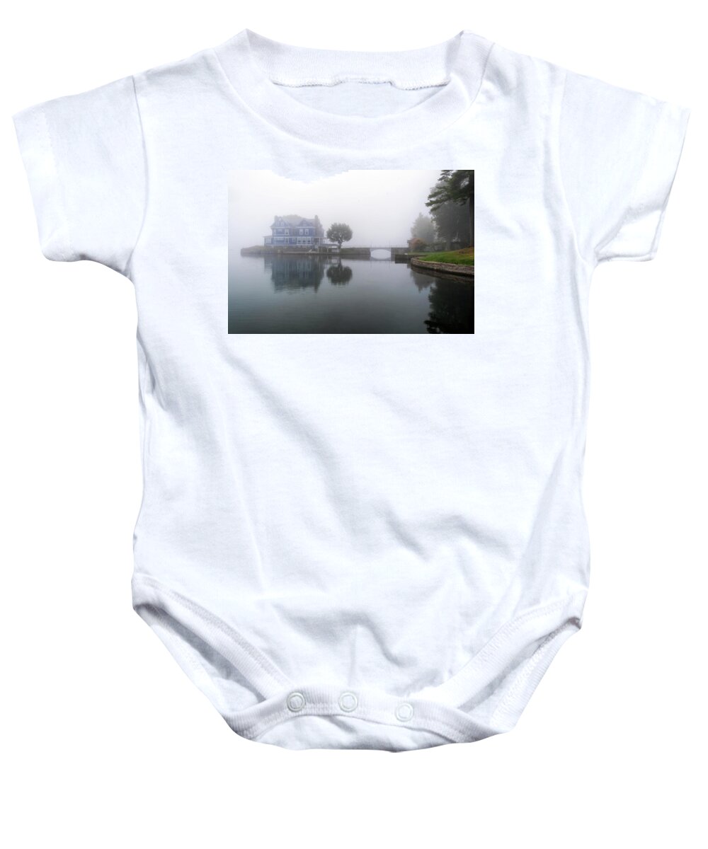 St Lawrence Seaway Baby Onesie featuring the photograph Fog On The River by Tom Singleton