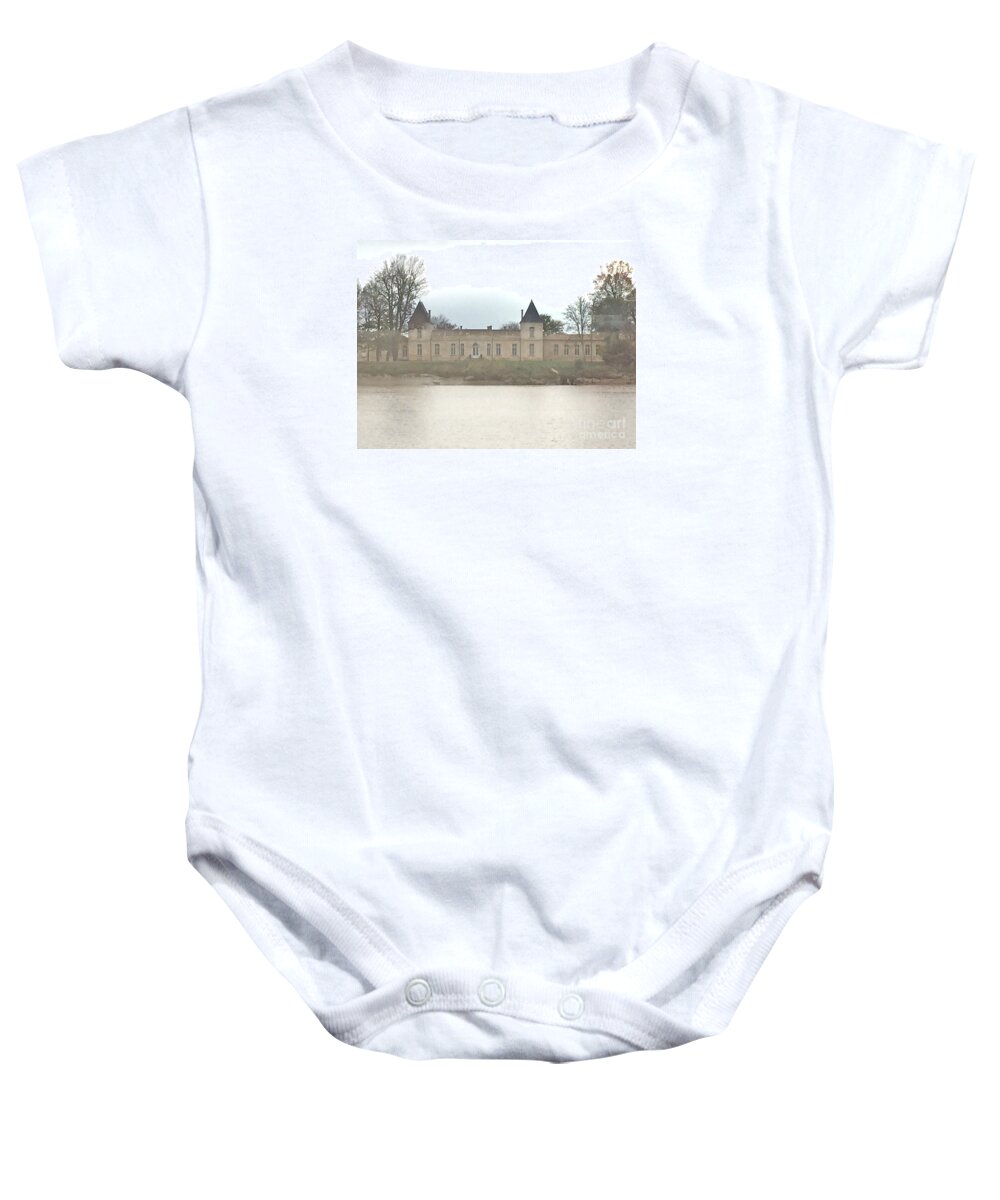 Chateau Baby Onesie featuring the photograph Foggy French Chateau by Barbara Plattenburg