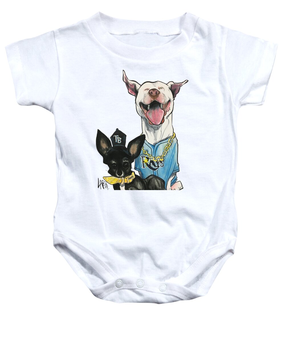 Pet Portrait Baby Onesie featuring the drawing French 4 by Canine Caricatures By John LaFree
