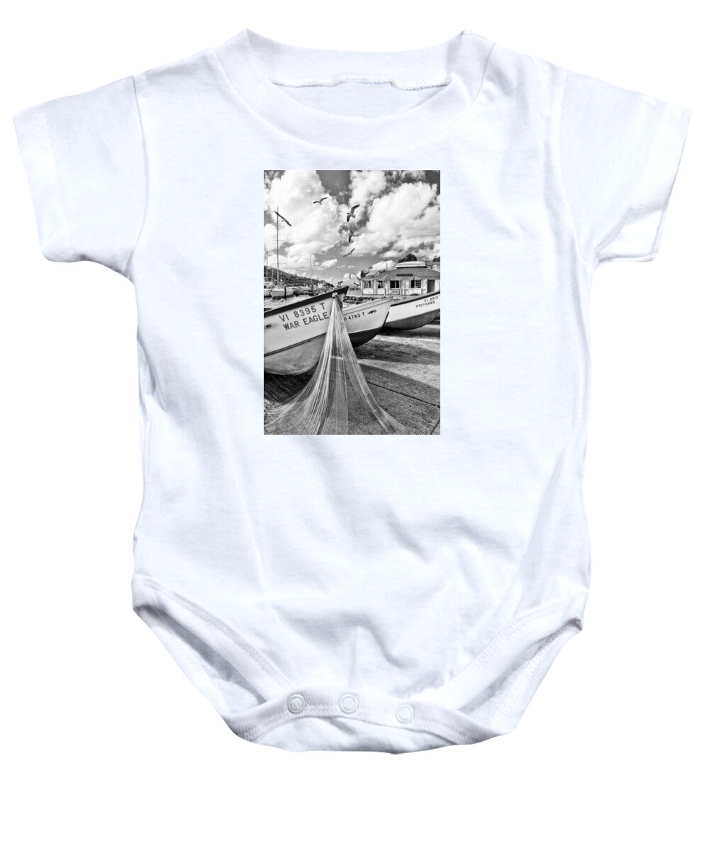 Virgin Islands Baby Onesie featuring the photograph Frenchtown fishing boats 1 by Gary Felton