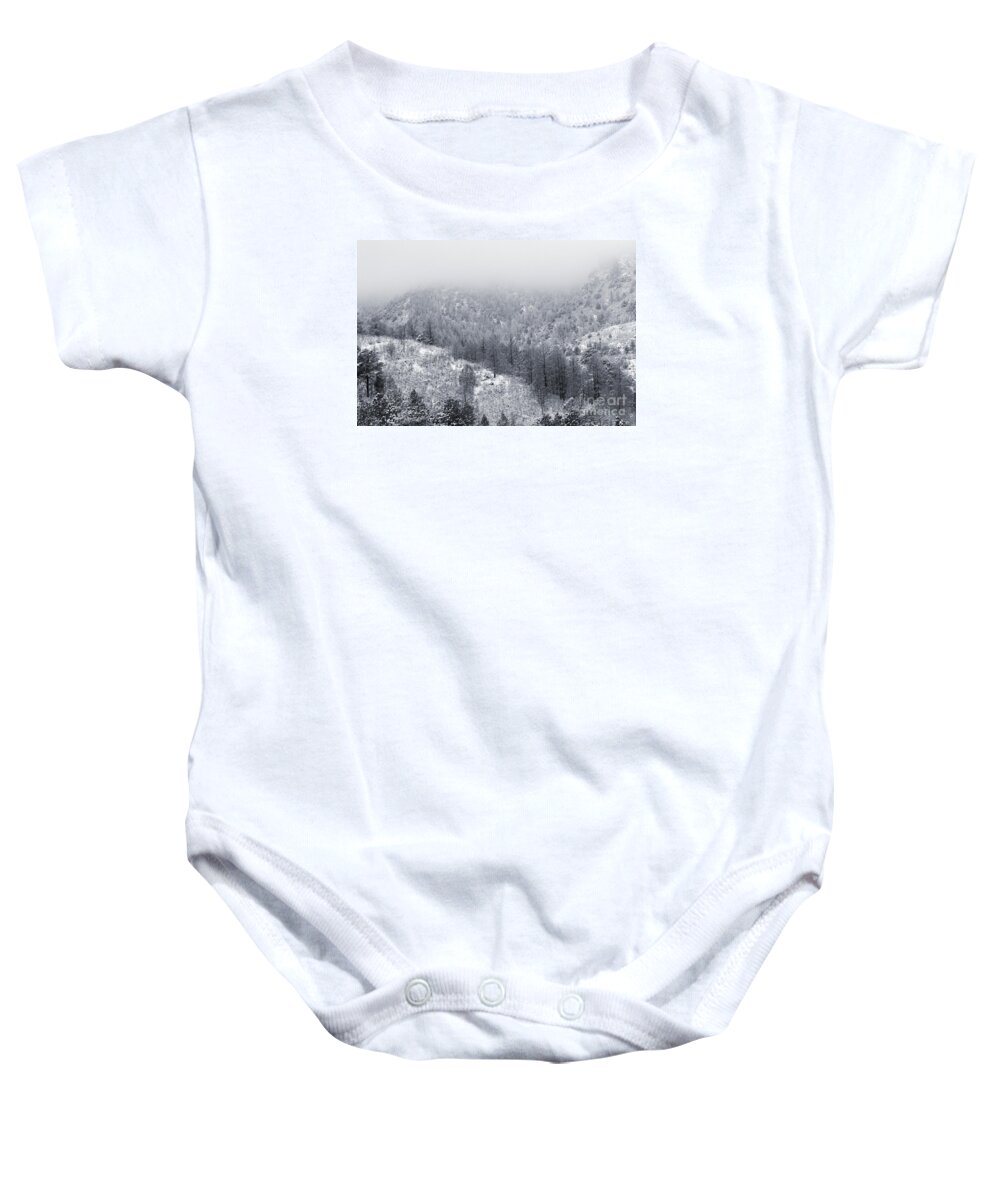 Snow Baby Onesie featuring the photograph Fresh Snow in Cheyenne Mountain Toned Color by Steven Krull