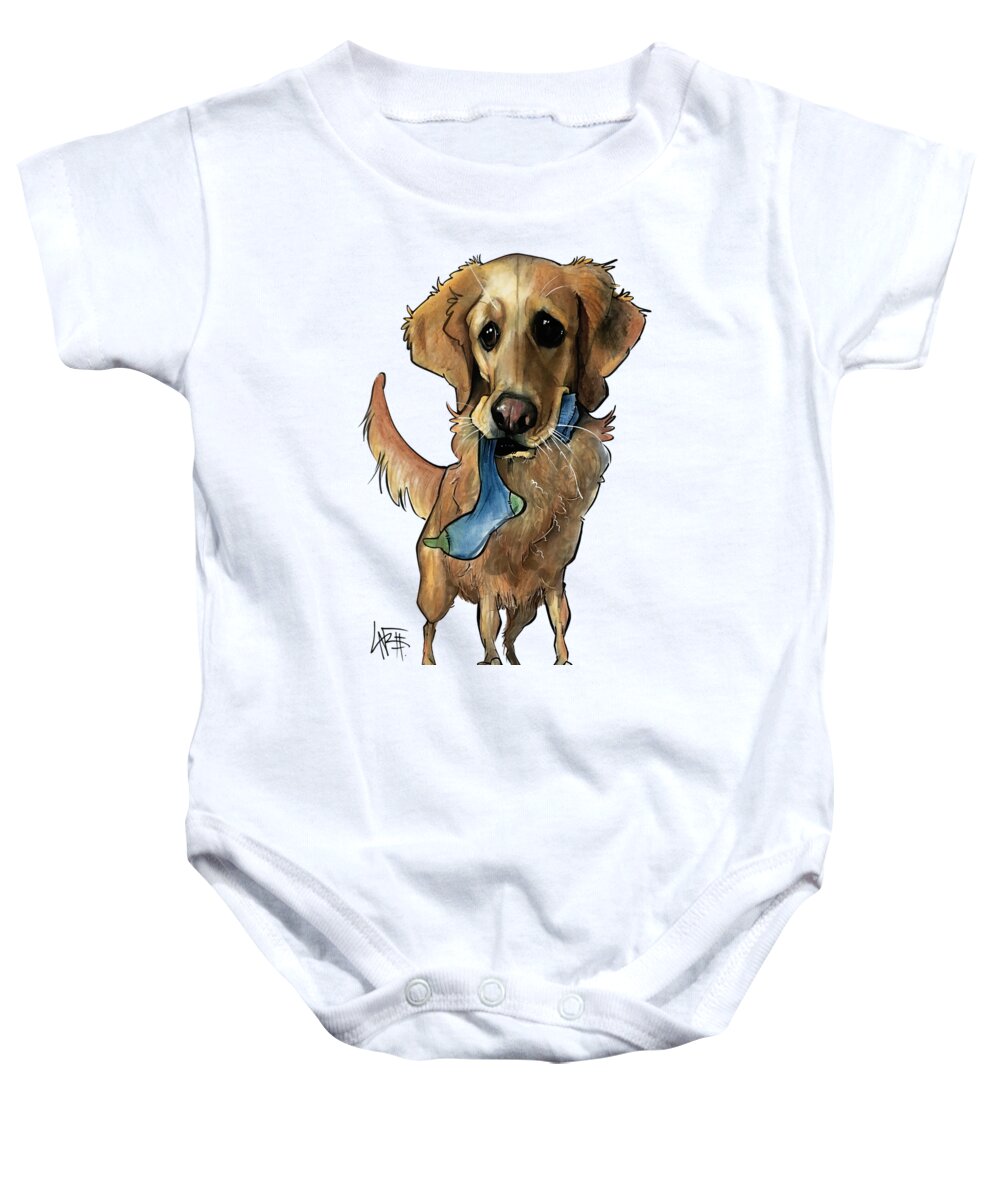 Pet Portrait Baby Onesie featuring the drawing Fritz 3330 by Canine Caricatures By John LaFree