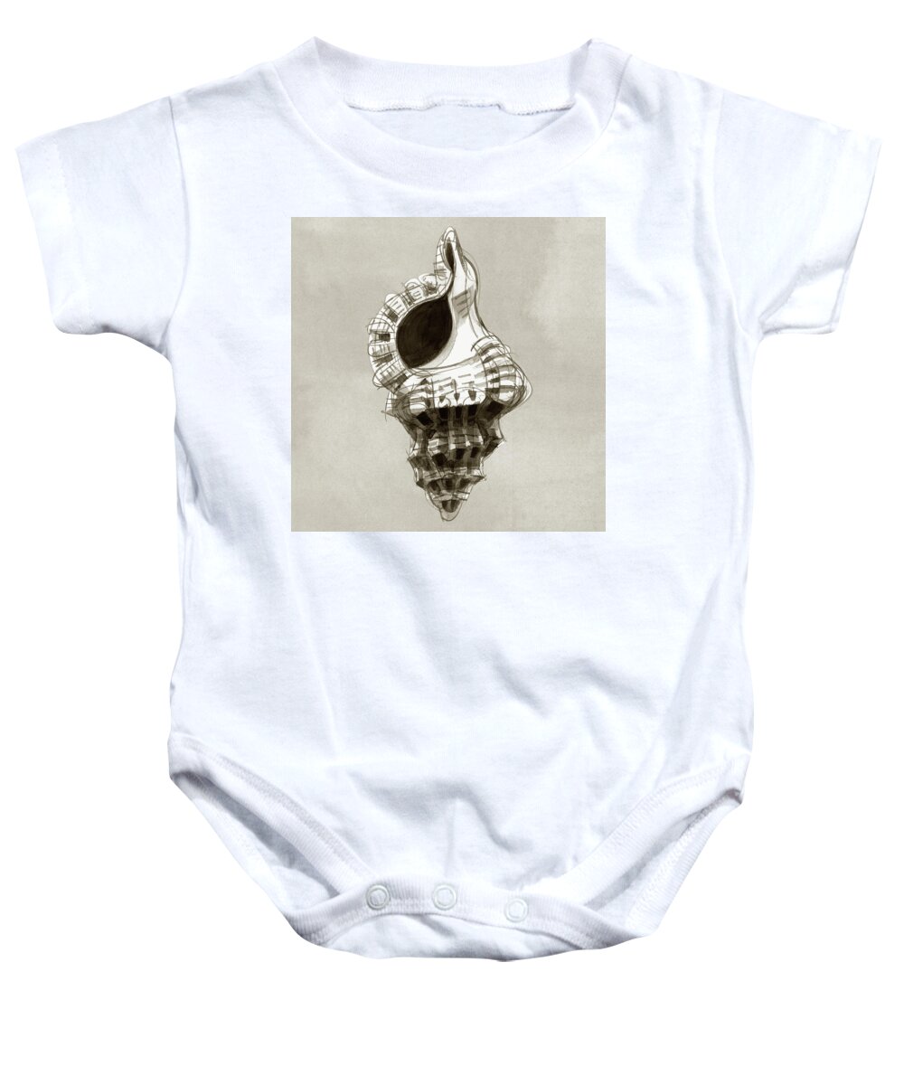 Seashell Baby Onesie featuring the painting Frog Shell by Judith Kunzle