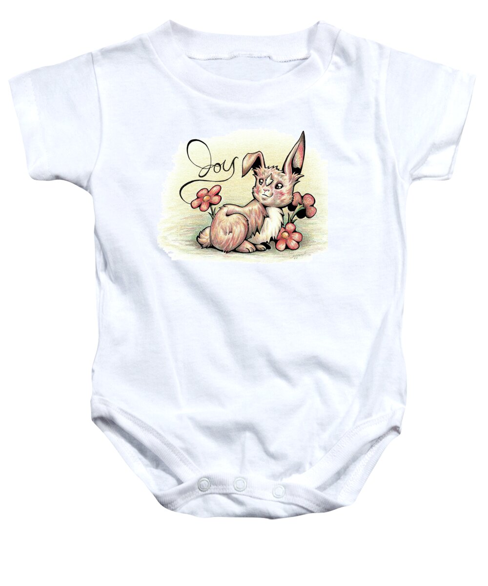 Illustrative Baby Onesie featuring the drawing Inspirational Animal BUNNY by Sipporah Art and Illustration