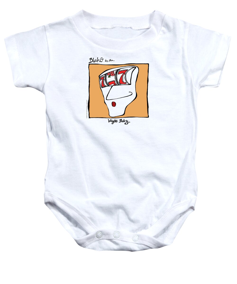 Face Up Baby Onesie featuring the drawing Vegas Baby by Dar Freeland