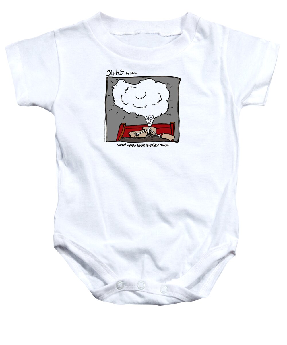 Face Up Baby Onesie featuring the drawing When Ideas Have No Place To Go by Dar Freeland