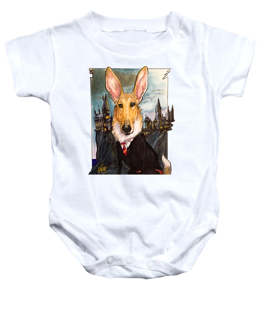 Collie Baby Onesie featuring the drawing Fulgencio 2143 by Canine Caricatures By John LaFree