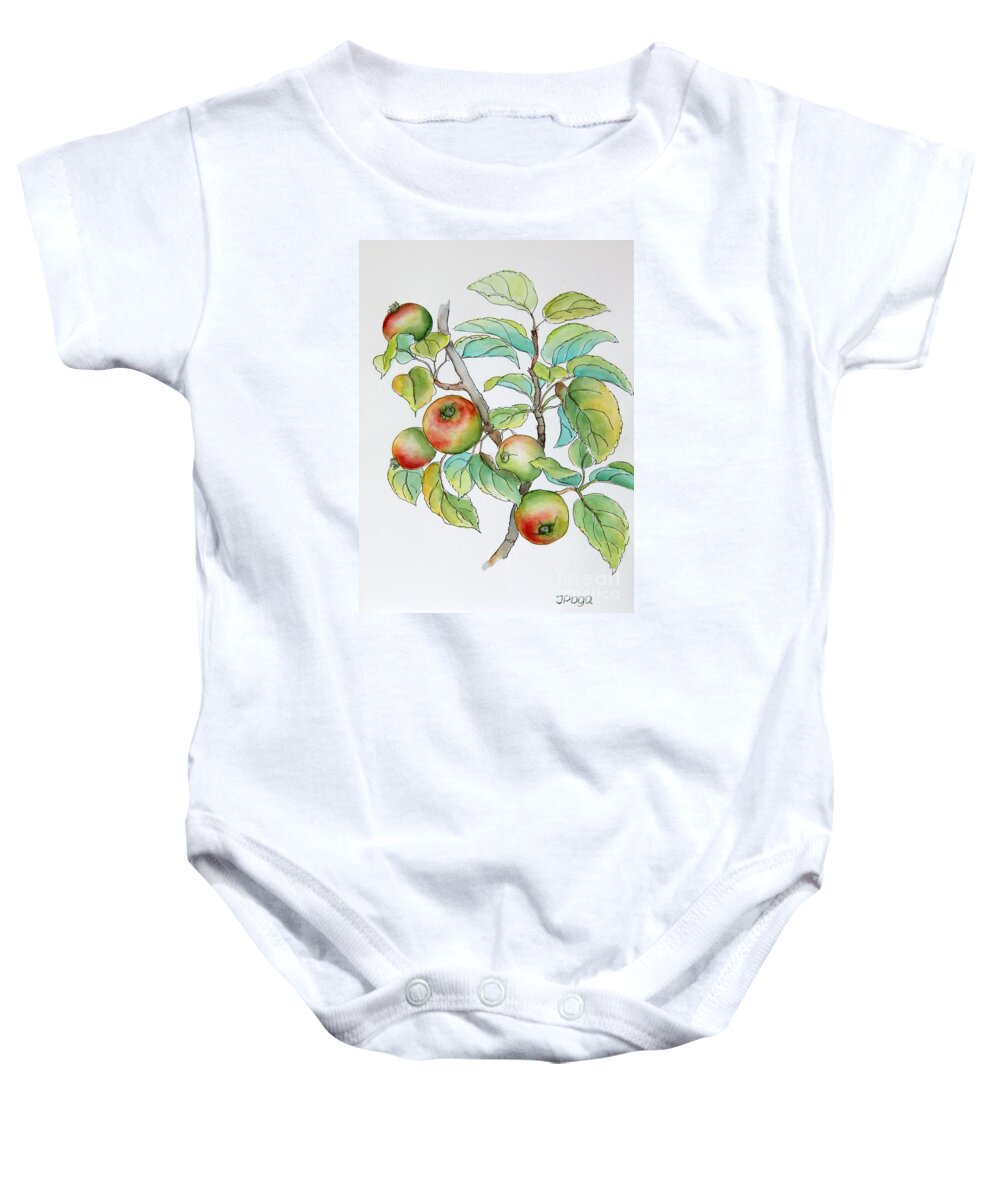 Nature Illustration Baby Onesie featuring the painting Garden apples sketch by Inese Poga