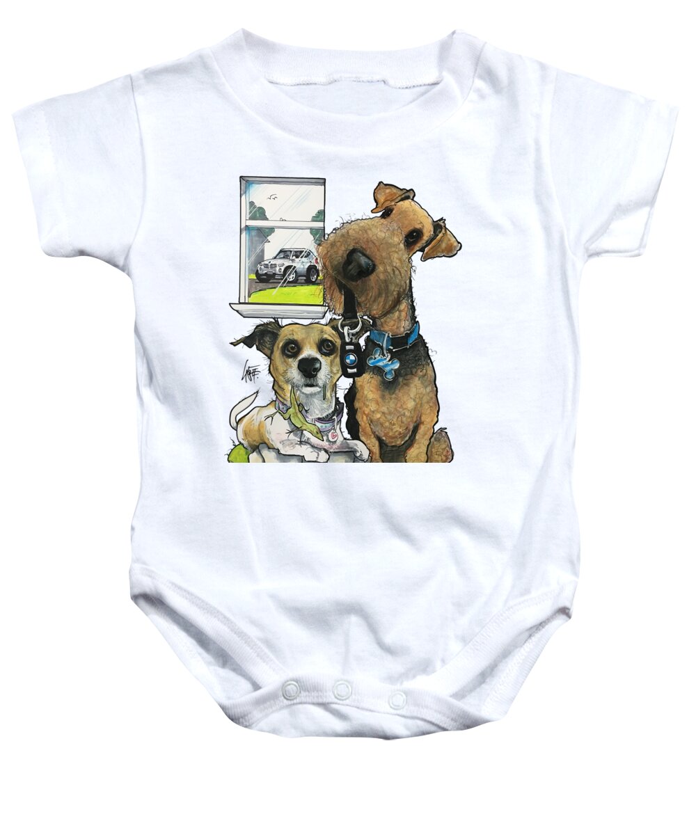 Airedale Terrier Baby Onesie featuring the drawing Gilfor 3858 by Canine Caricatures By John LaFree