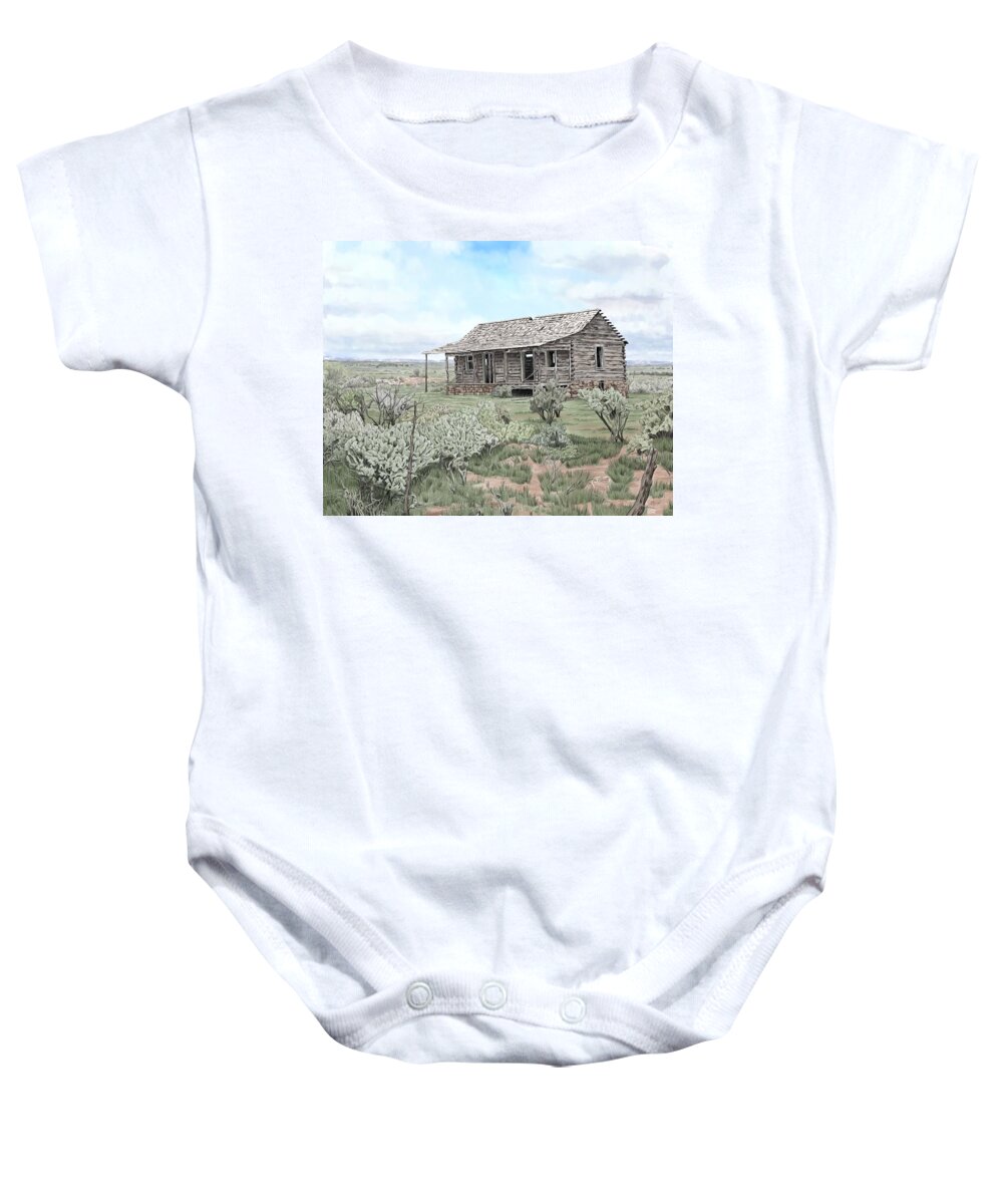 Cabin Baby Onesie featuring the digital art Glade Park Spring by Rick Adleman