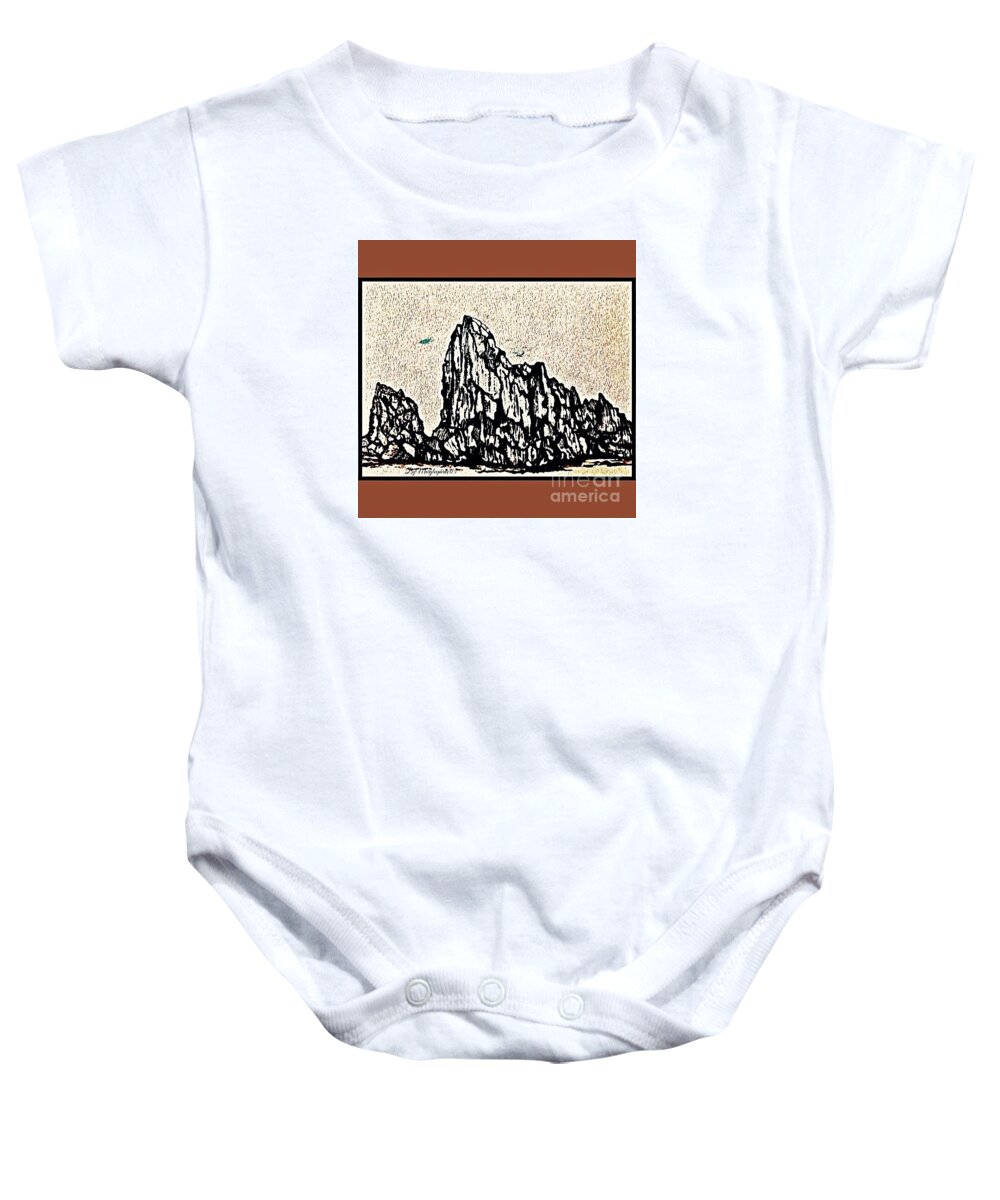 Pen Ink Baby Onesie featuring the mixed media Going West by MaryLee Parker
