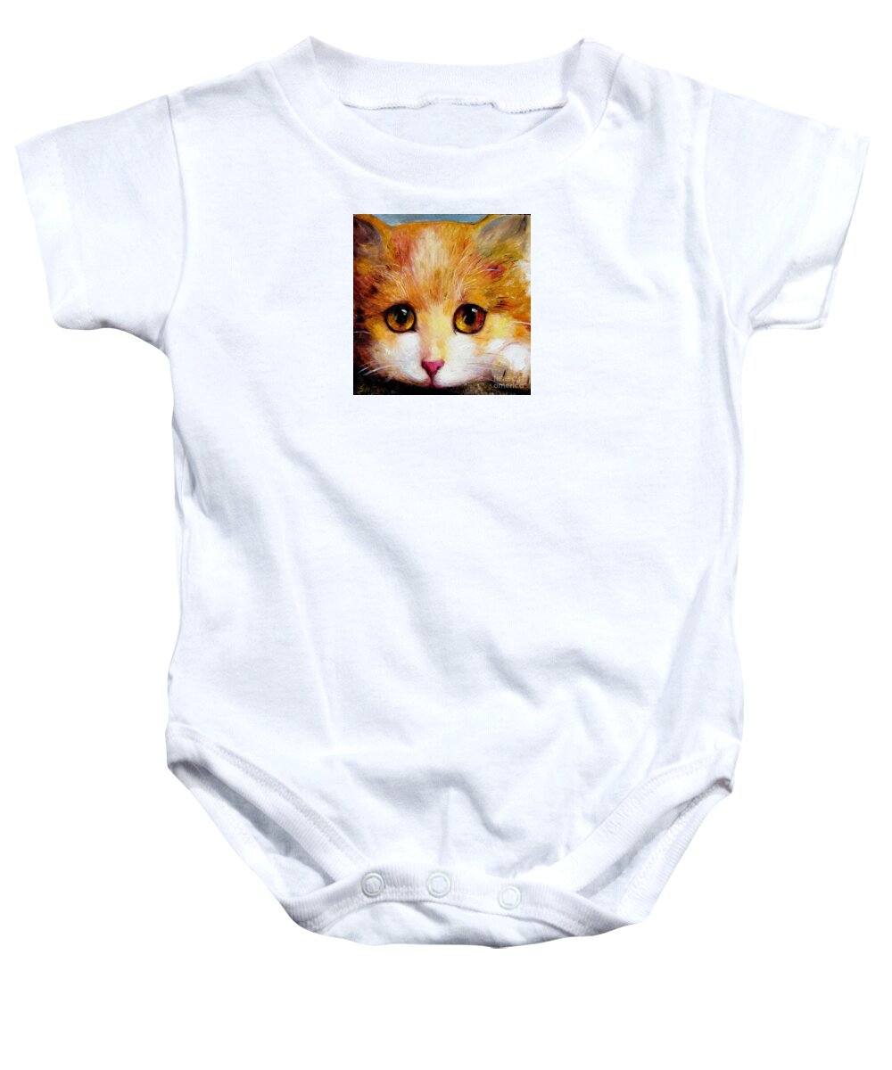 Portrait Baby Onesie featuring the painting Golden Eye by Shijun Munns