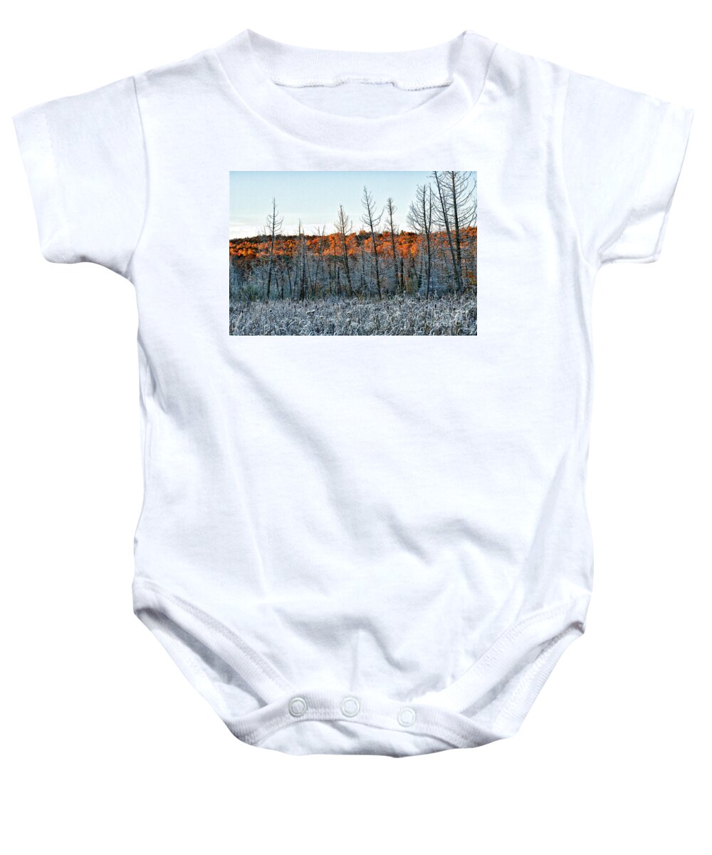  Baby Onesie featuring the photograph Golden Frost by Doug Gibbons