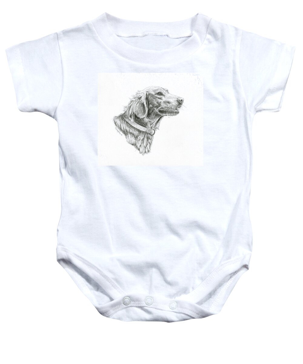 Golden Retriever Baby Onesie featuring the drawing Golden Retriever by Timothy Livingston