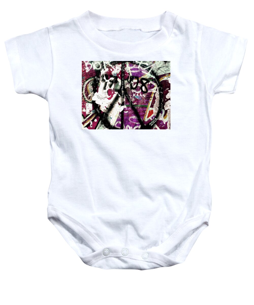 Berlin Baby Onesie featuring the photograph Graffiti on the Berlin Wall by Adriana Zoon