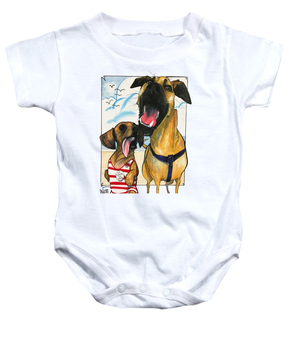 Beach Baby Onesie featuring the drawing Grand 3016 by Canine Caricatures By John LaFree